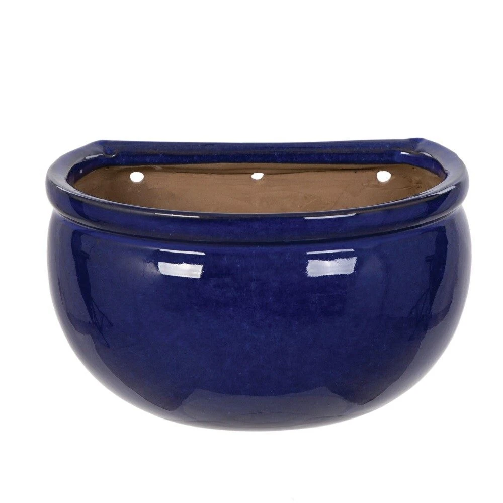 Woodlodge 26cm Blue Glazed Blossom Wall Pot 1 Woodlodge 26cm Blue Glazed Blossom Wall Pot